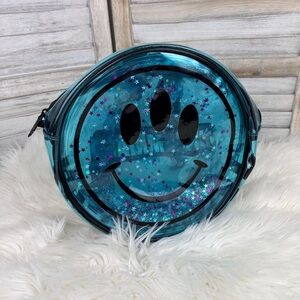 Insomniac Alien Smiley Clear Blue Glitter Round Nostalgic Backpack EDC Festival